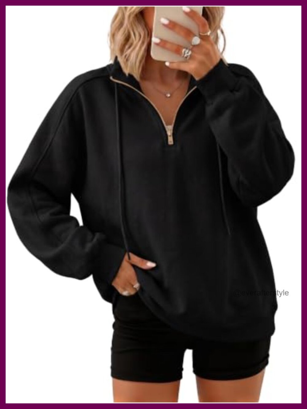 Oversized Quarter Zip Sweatshirt Women Long Sleeve Pullover Top